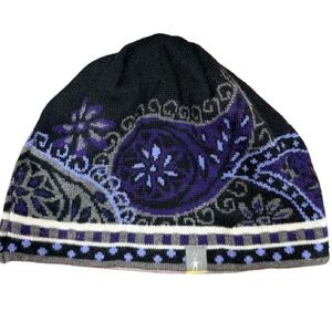 Smartwool Merino Wool Lined Beanie Nordic Purple Black Knit Hat One Size Winter